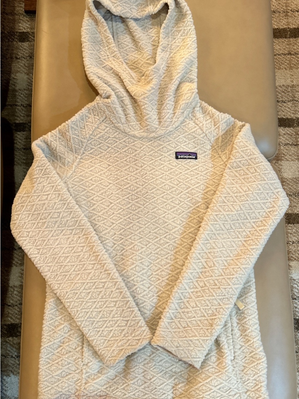 Patagonia Cream Textured Hooded Fleece Pullover